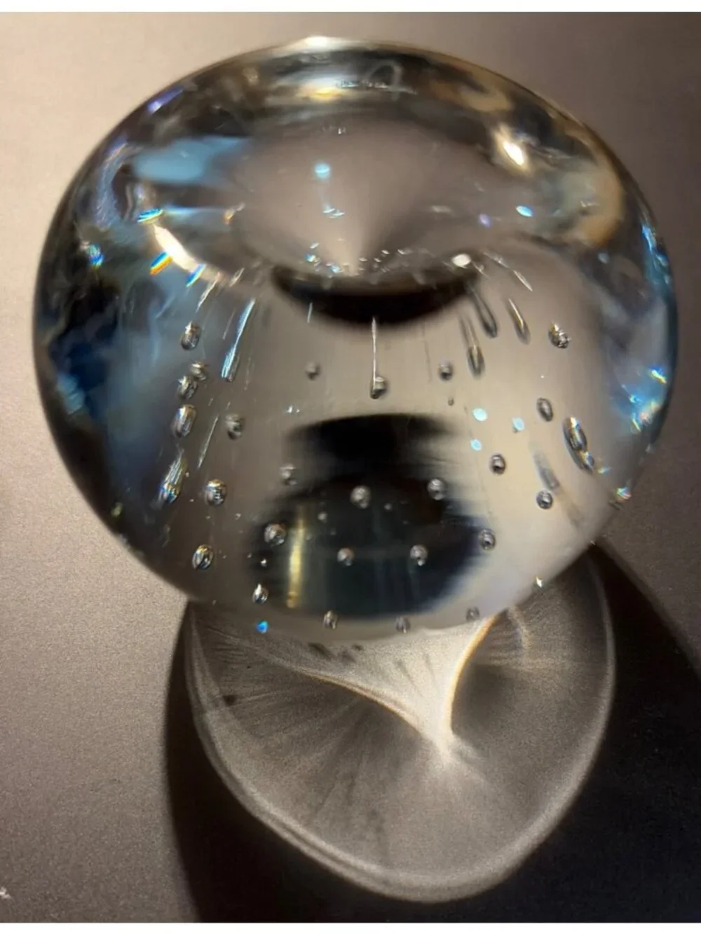 Vintage Clear Glass Apple Paperweight Bubble Inclusion Design